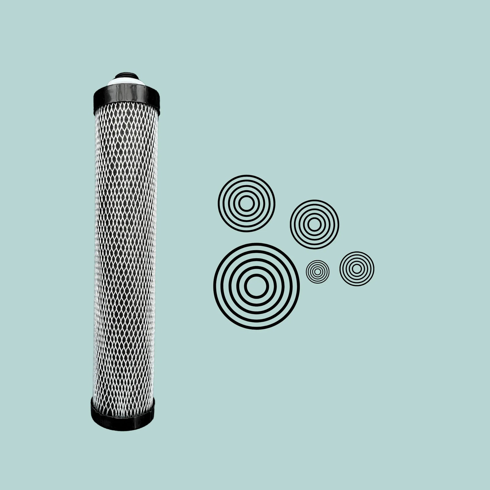 ELIVIDE activated carbon block filter cartridge – natural coconut-carbon stage removing chlorine, VOCs, pesticides and pharmaceutical residues for spring-like taste