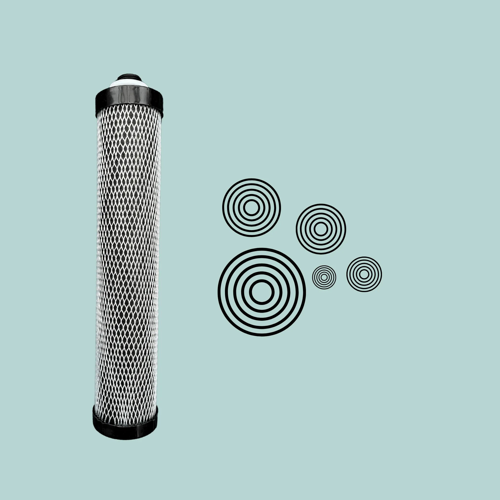 ELIVIDE activated carbon block filter cartridge – natural coconut-carbon stage removing chlorine, VOCs, pesticides and pharmaceutical residues for spring-like taste