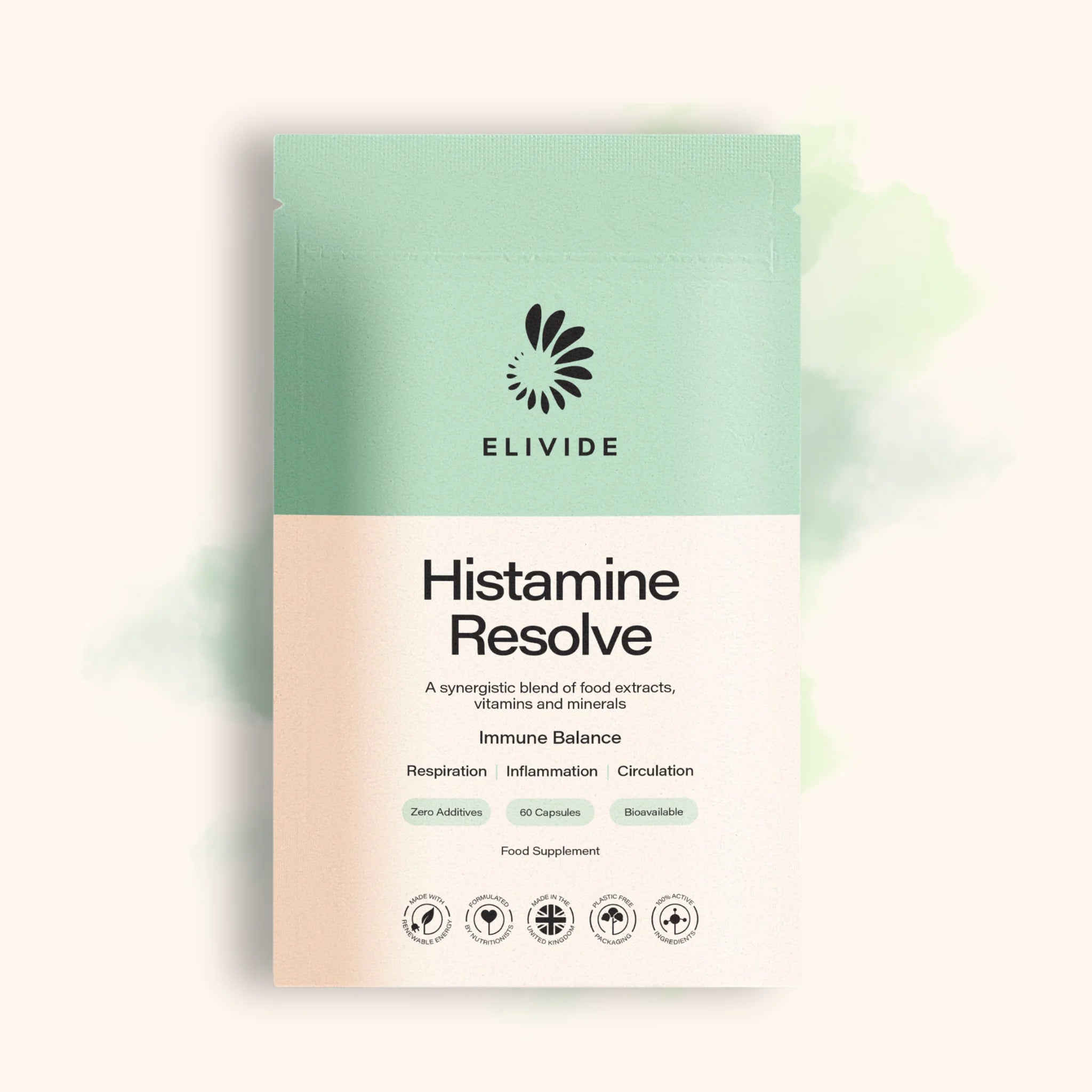 ELIVIDE Histamine Resolve biodegradable refill pouch histamine support supplement