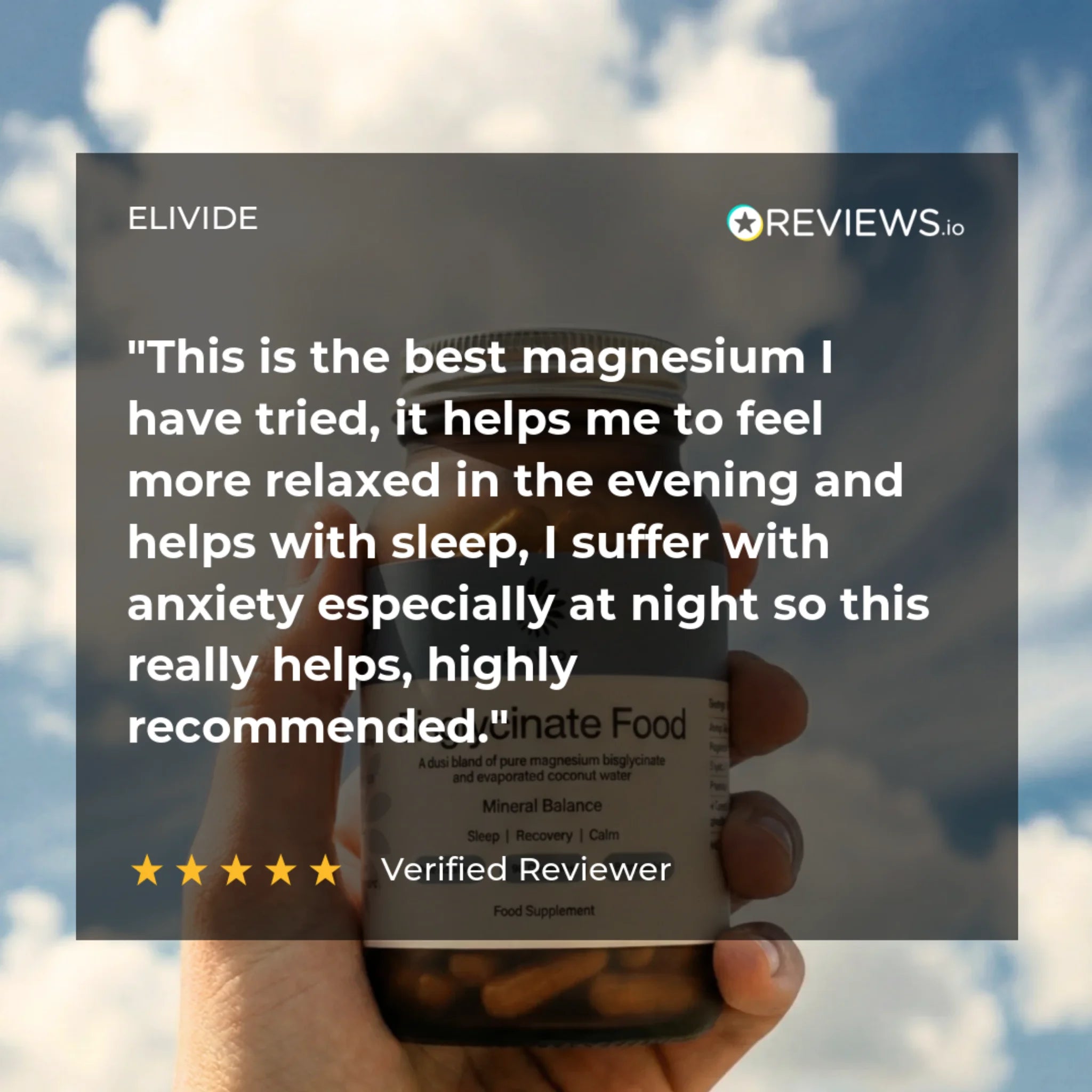 Customer review for ELIVIDE magnesium bisglycinate supplement for sleep and relaxation