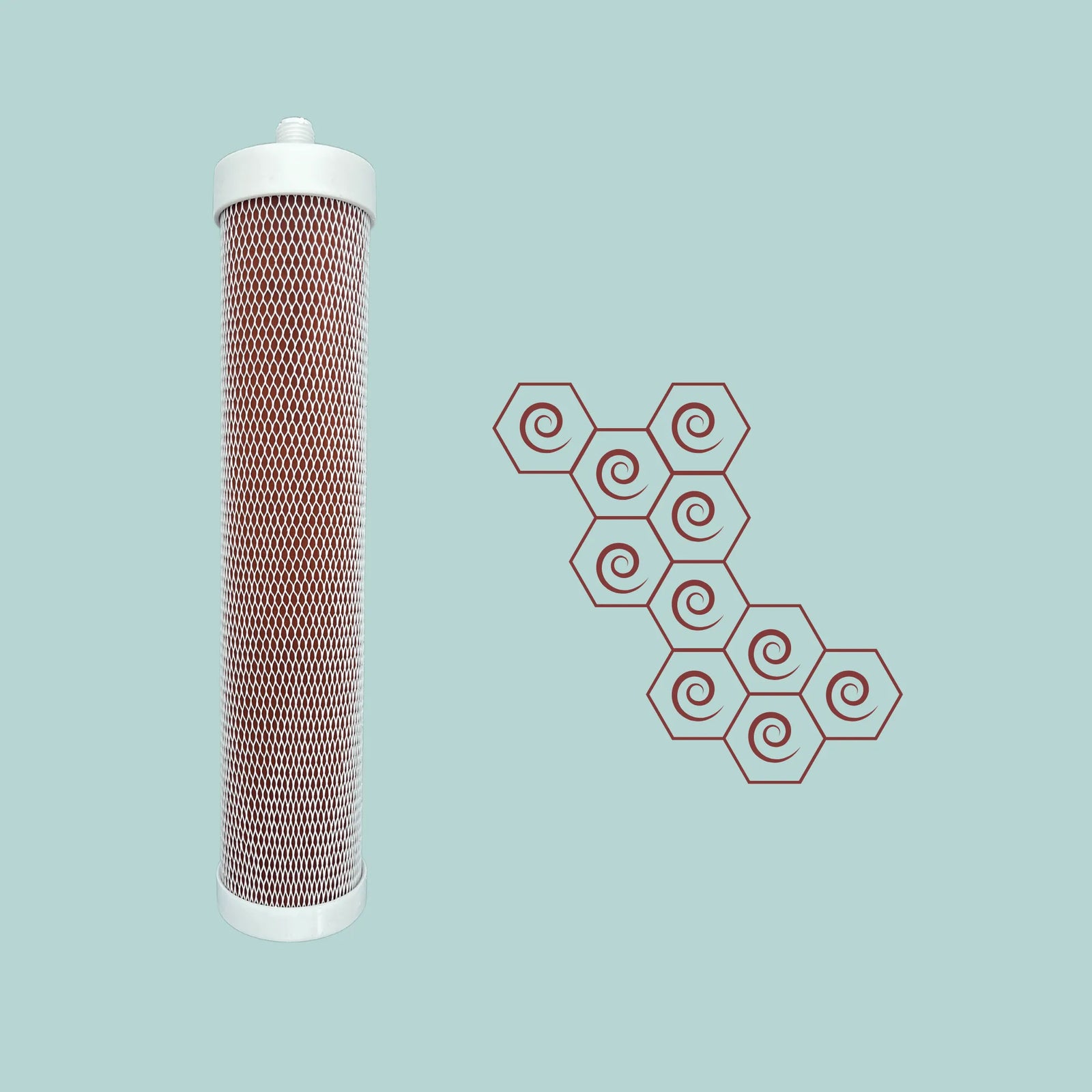 ELIVIDE Clear Spiral micro-spiral filter cartridge – advanced ion-exchange and electrostatic filtration removing PFAS, heavy metals and microplastics while retaining minerals
