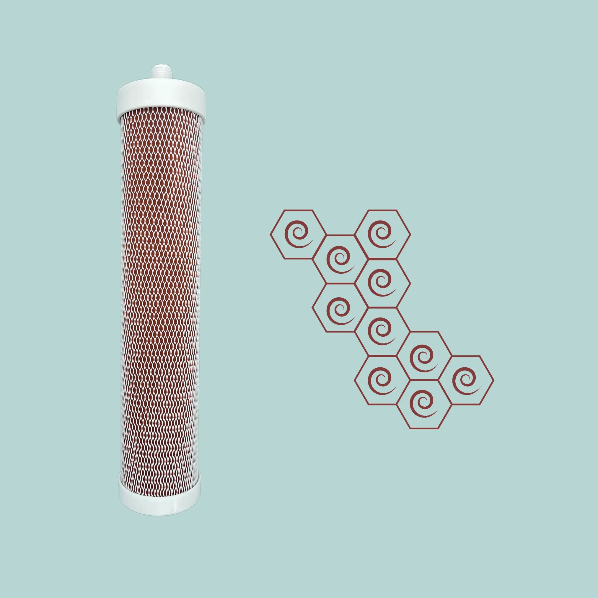 ELIVIDE Clear Spiral micro-spiral filter cartridge – advanced ion-exchange and electrostatic filtration removing PFAS, heavy metals and microplastics while retaining minerals