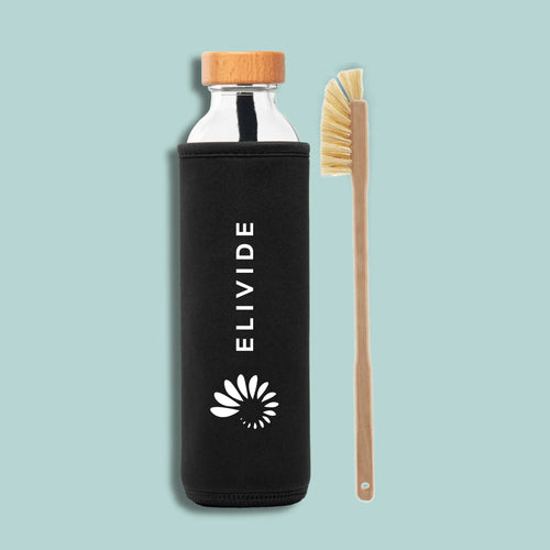 ELIVIDE Structured Glass Water Bottle 750ml Plastic Free