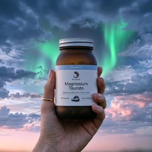Magnesium taurate supplement ELIVIDE for calm nervous system and daily balance